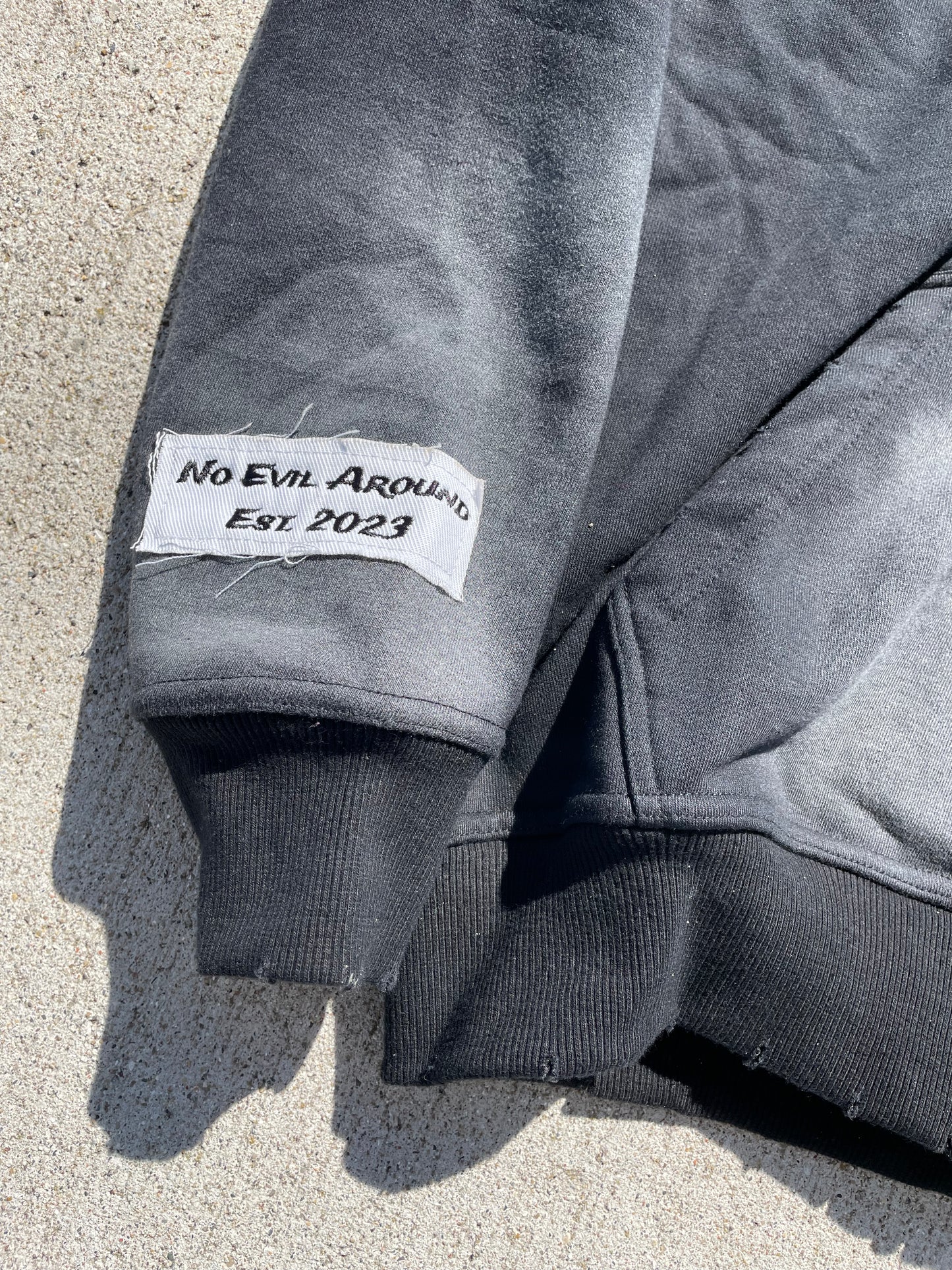 Black acid wash zip-up