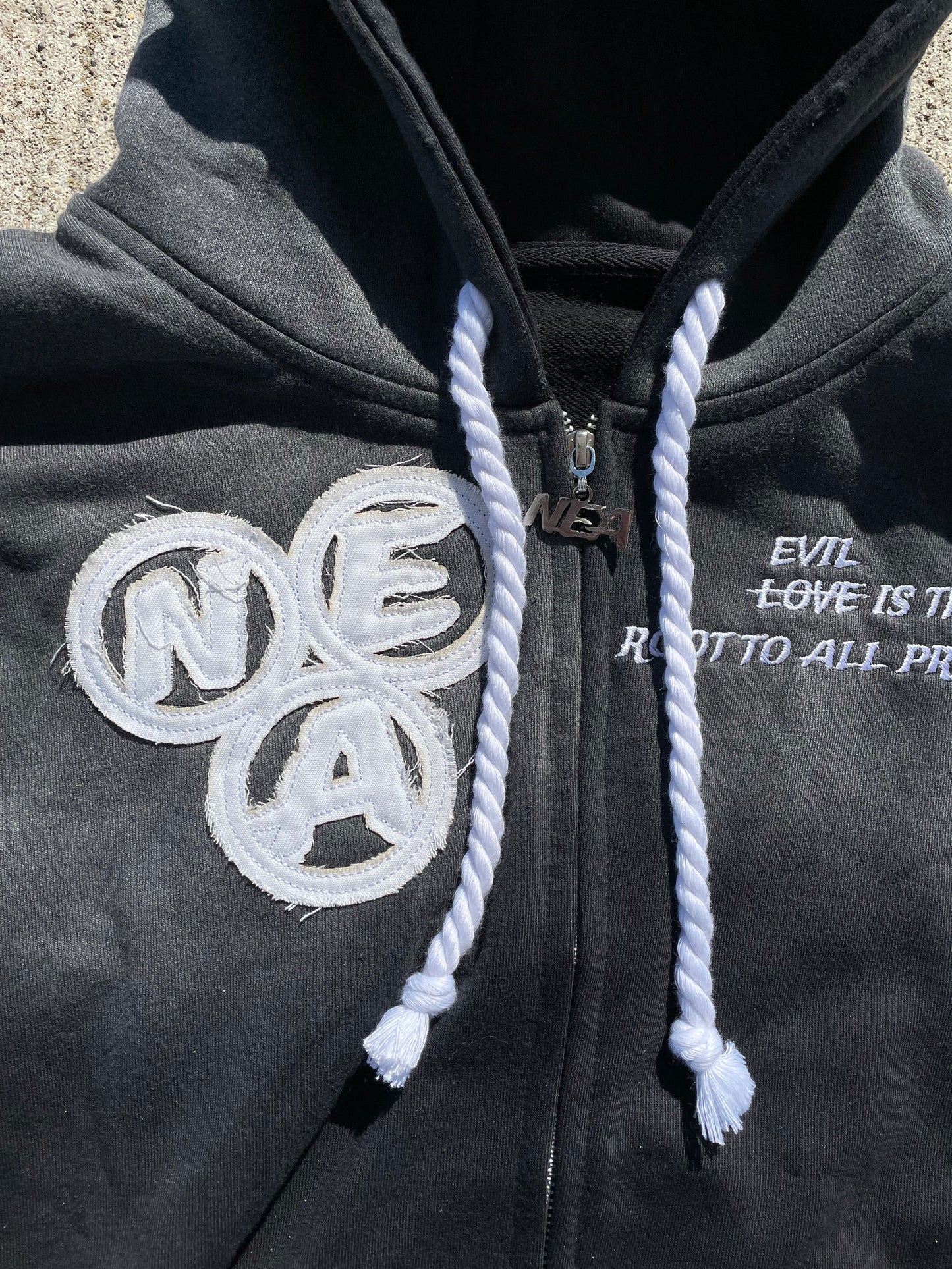 Black acid wash zip-up
