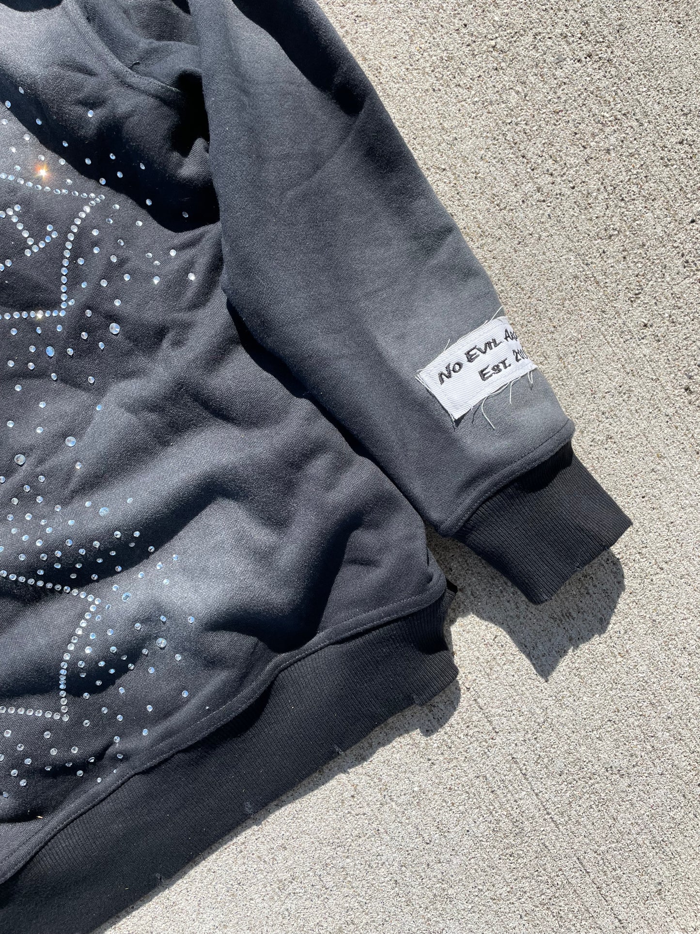 Black acid wash zip-up