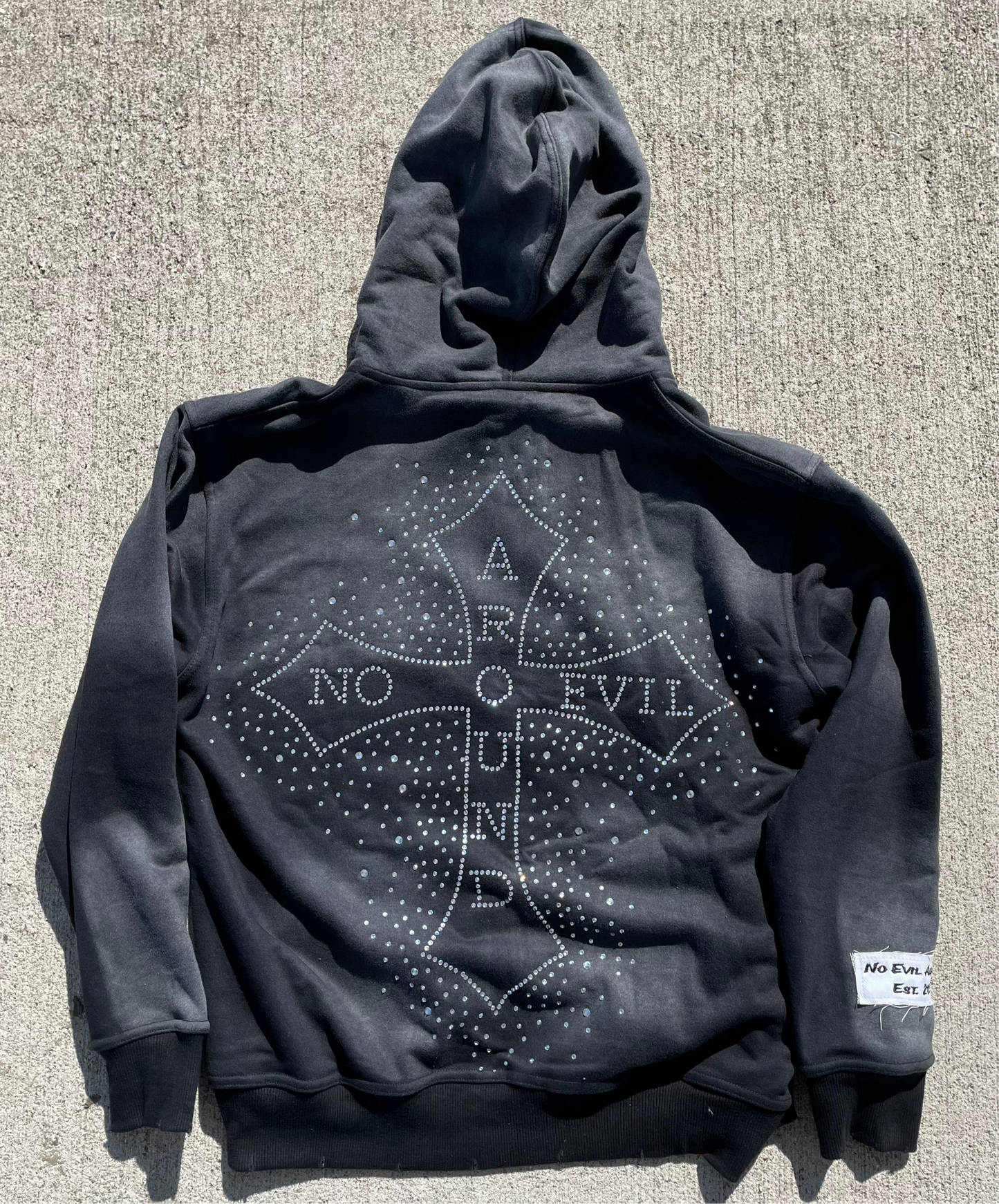 Black acid wash zip-up
